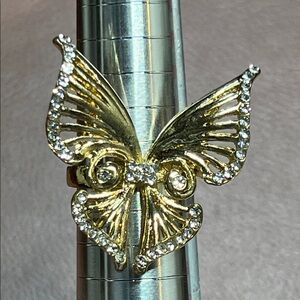 Gold Toned CZ Butterfly Ring